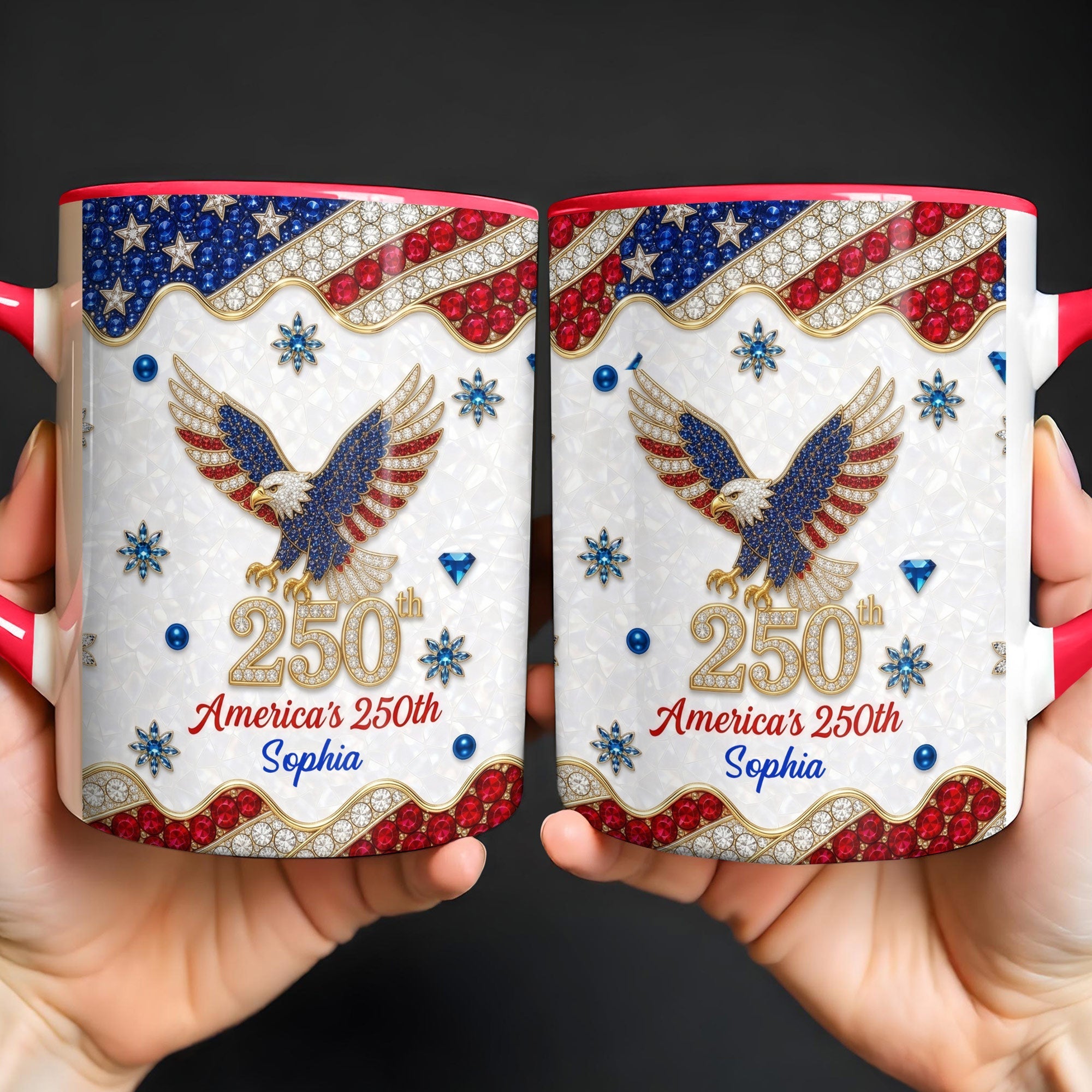 Personalized Jeweled Eagle Accent Mug Custom Design Gift