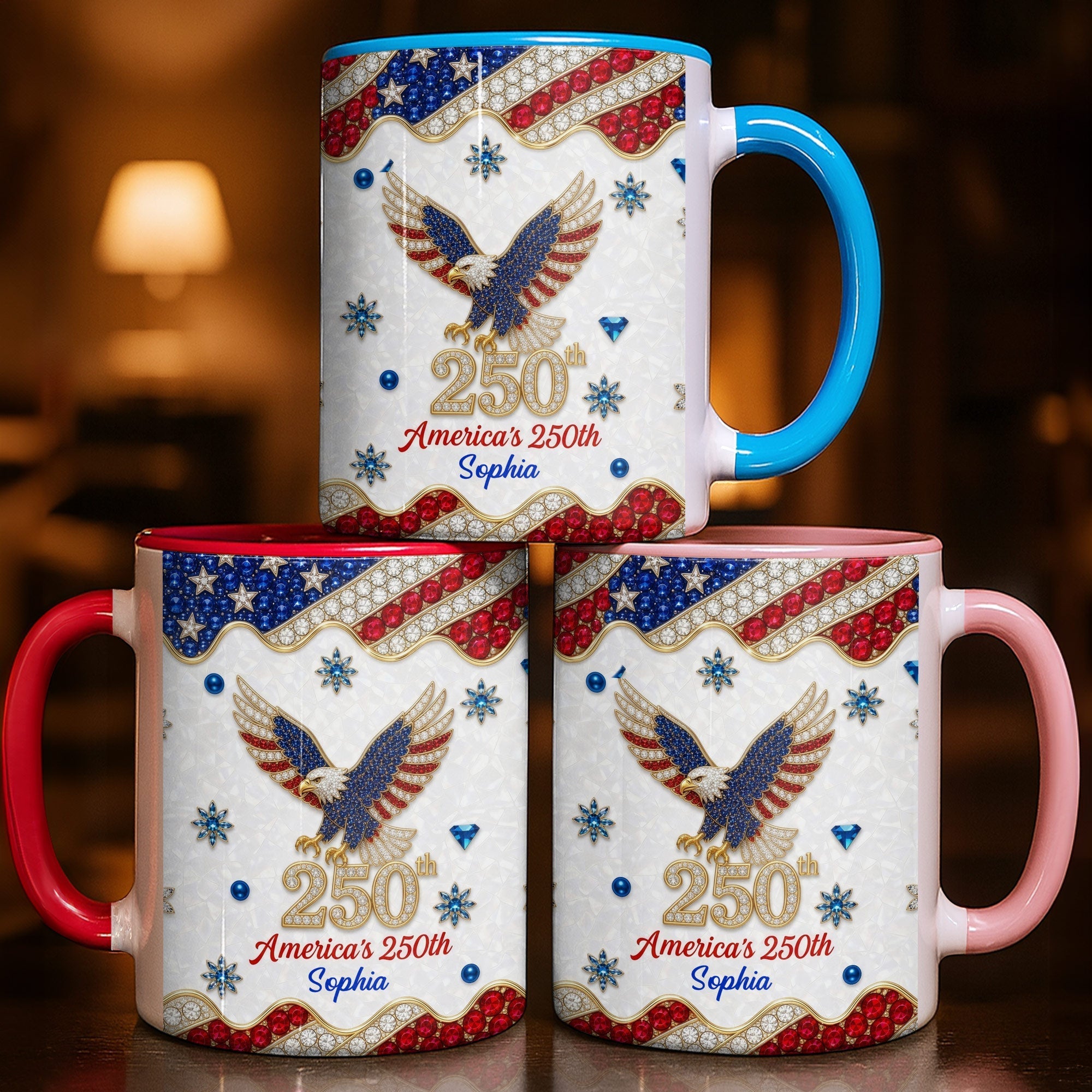Personalized Jeweled Eagle Accent Mug Custom Design Gift