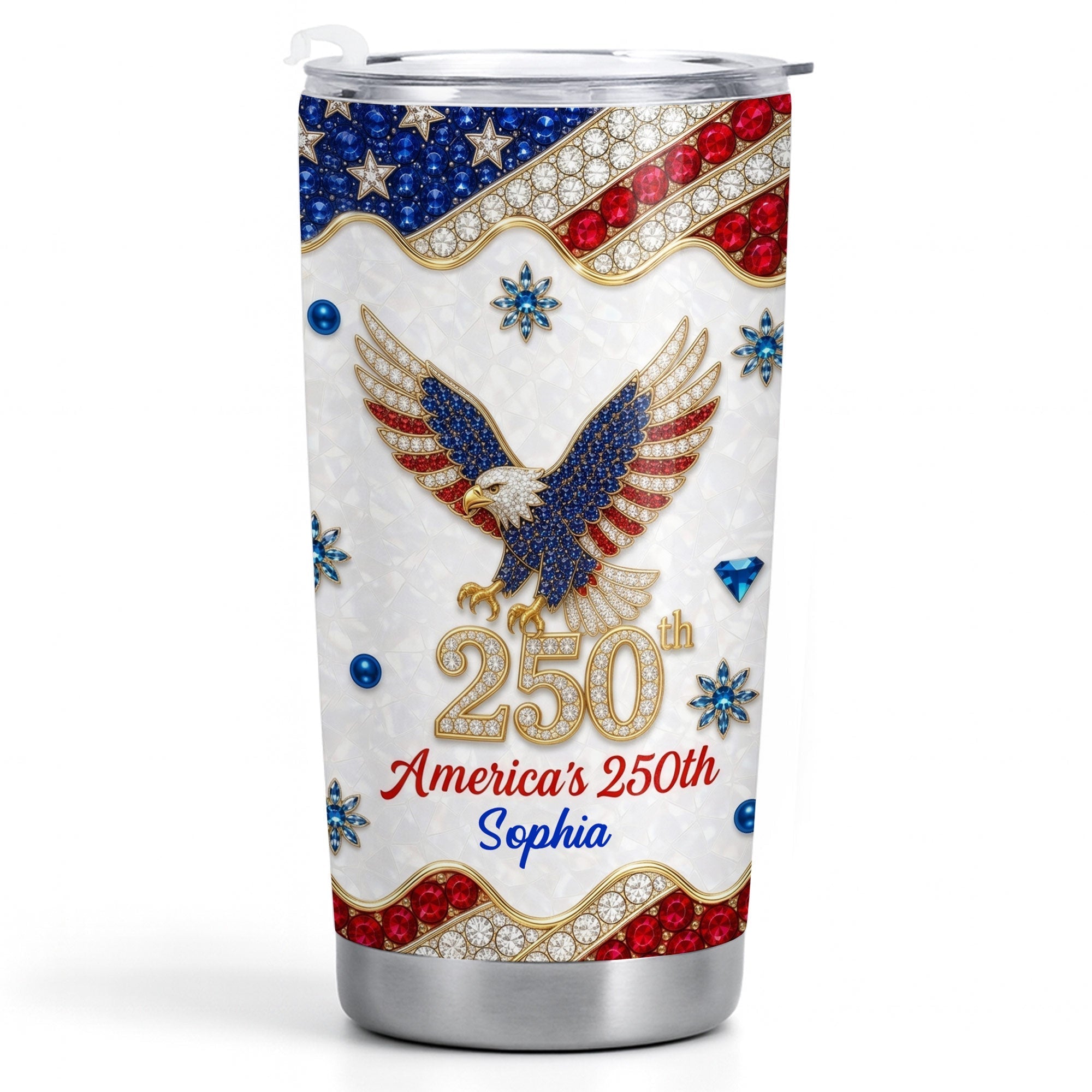 Personalized 4th of July Stainless Steel Tumbler Custom Name Eagle Gift