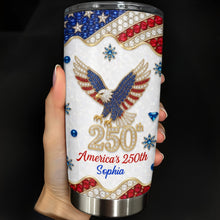 Load image into Gallery viewer, Personalized 4th of July Stainless Steel Tumbler Custom Name Eagle Gift

