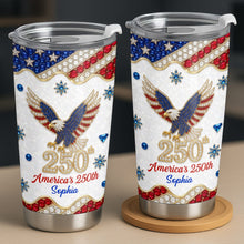Load image into Gallery viewer, Personalized 4th of July Stainless Steel Tumbler Custom Name Eagle Gift
