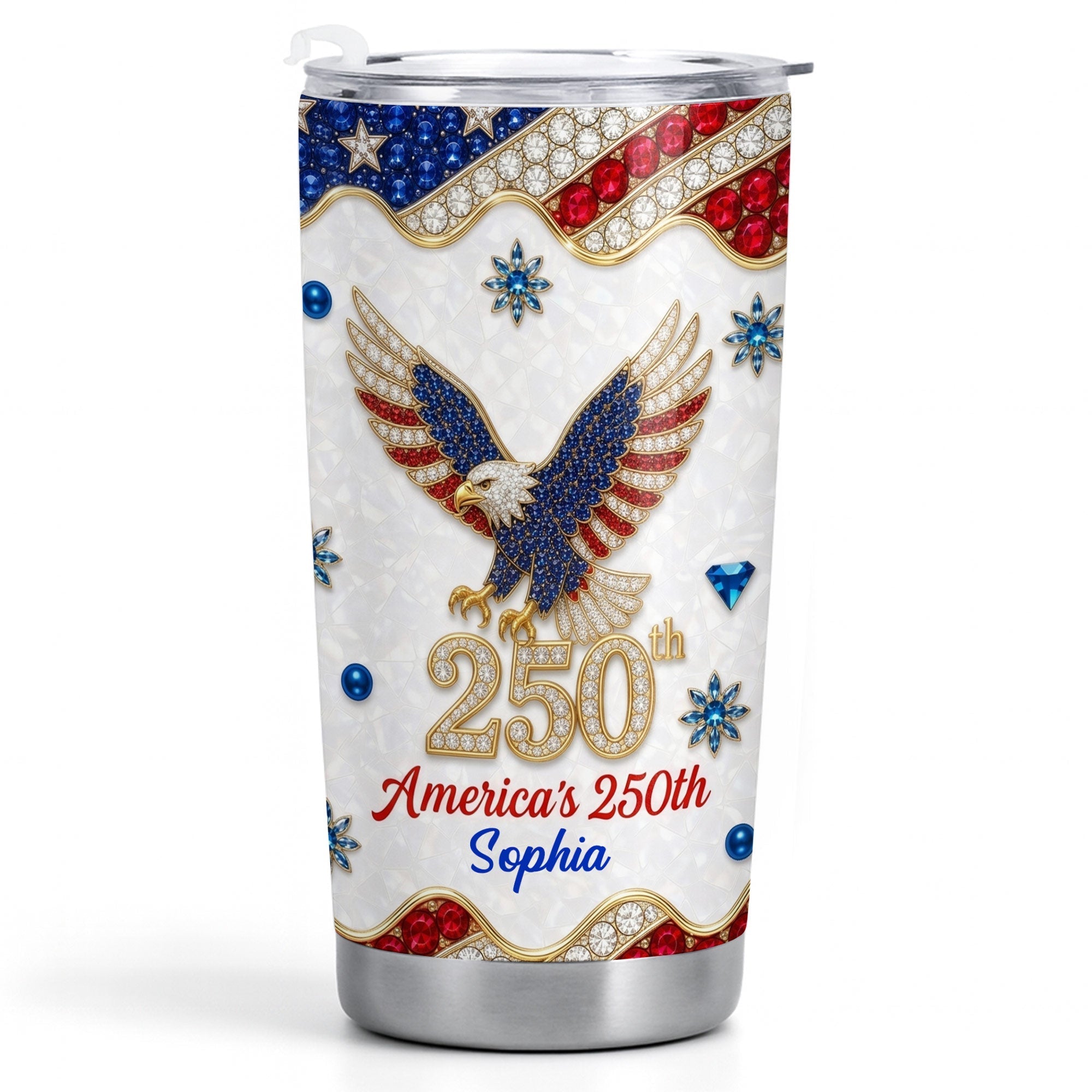 Personalized 20oz Stainless Steel Tumbler USA Flag Gift for Dad