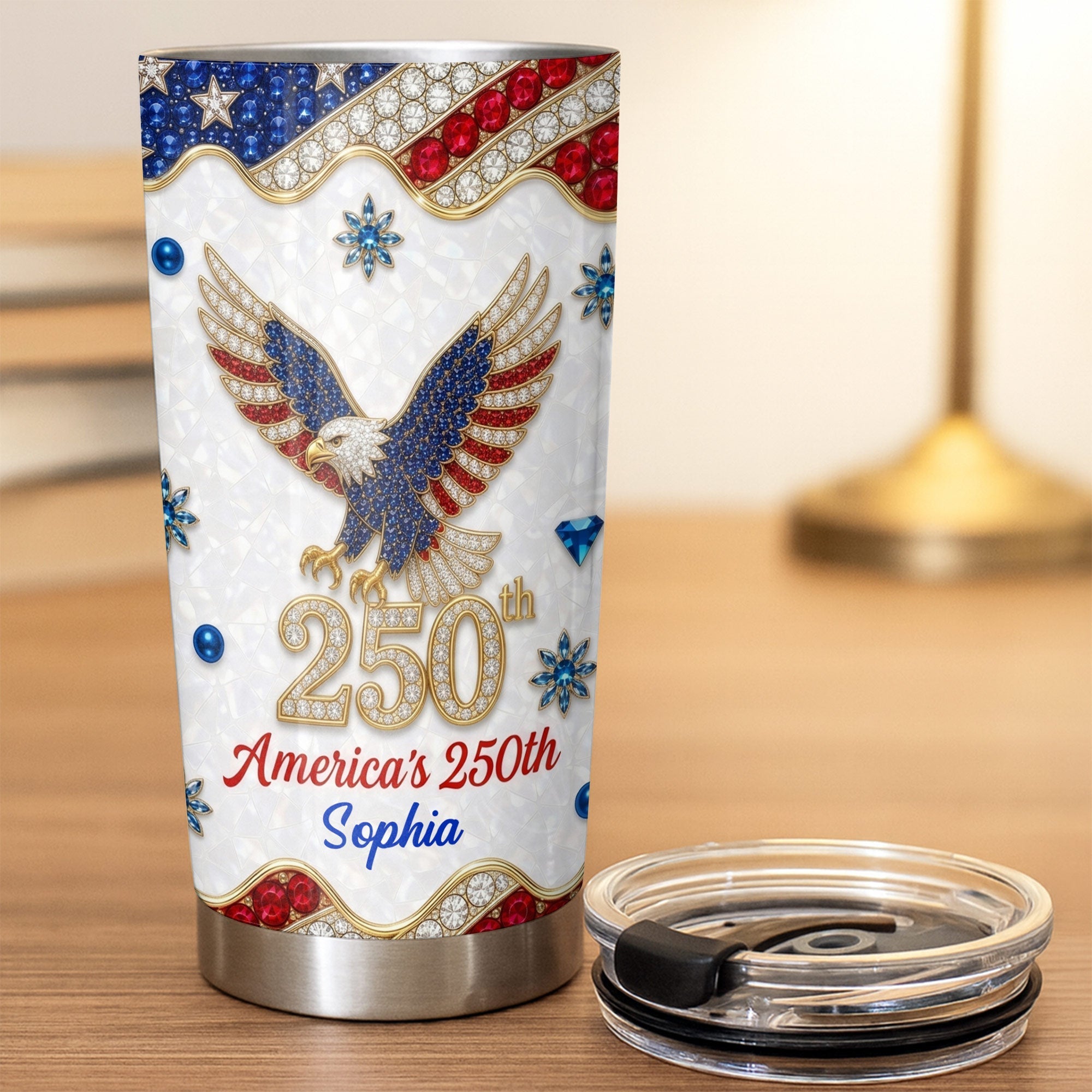 Personalized 20oz Stainless Steel Tumbler USA Flag Gift for Dad