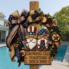 Load image into Gallery viewer, Personalized Patriotic Gnome Wood Sign Custom Gift for Couple

