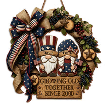 Load image into Gallery viewer, Personalized Patriotic Gnome Wood Sign Custom Gift for Couple
