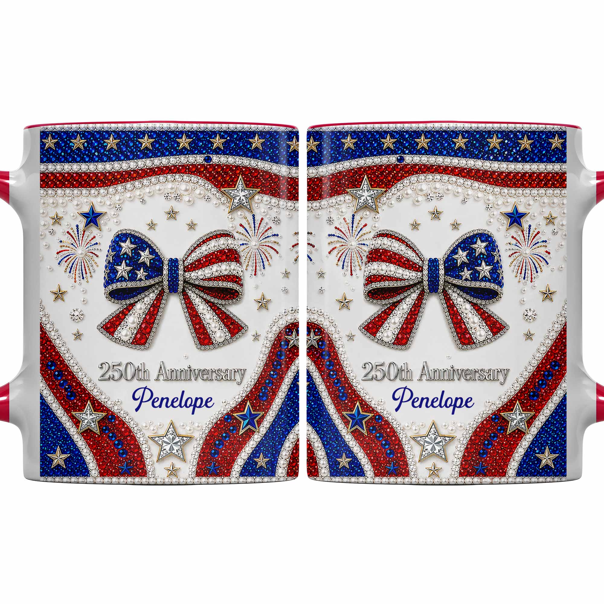 Personalized Accent Mug USA Flag Design Custom Gift for Couples