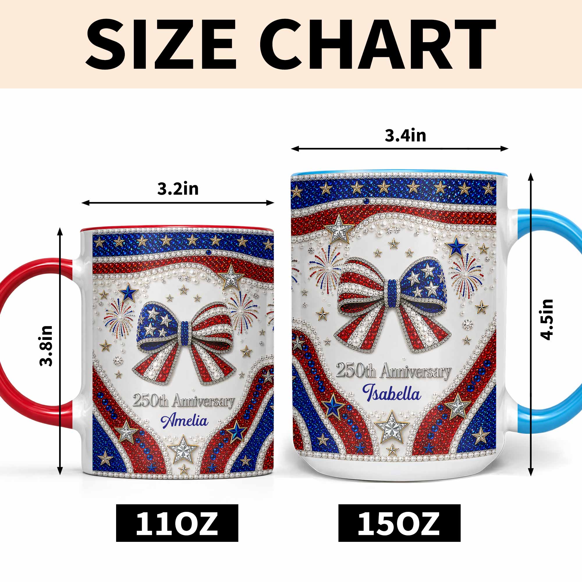 Personalized Accent Mug USA Flag Design Custom Gift for Couples