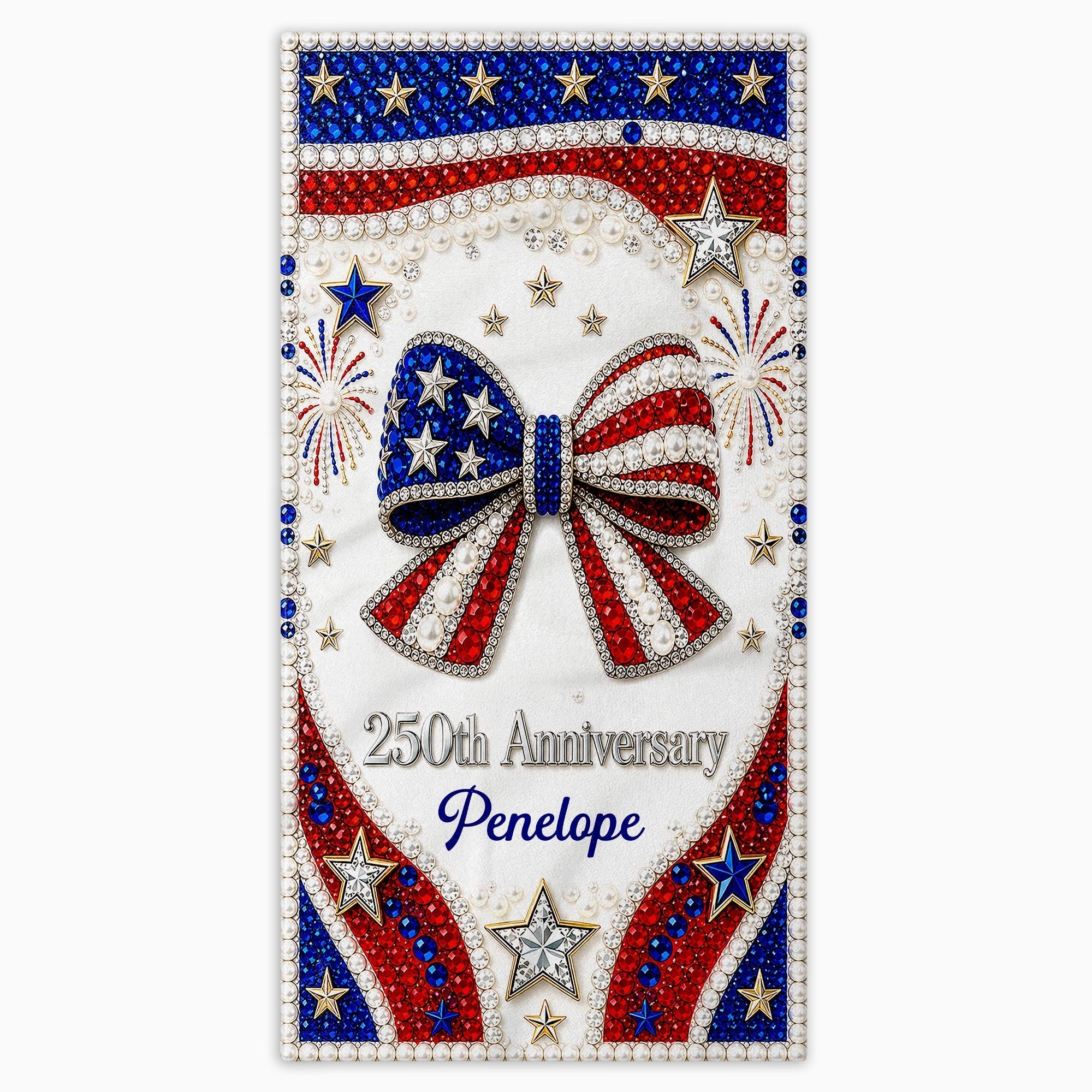 Personalized 4th of July Beach Towel Custom Name USA Flag