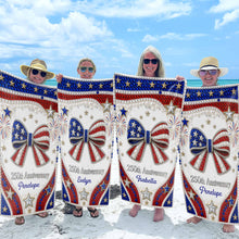 Load image into Gallery viewer, Personalized 4th of July Beach Towel Custom Name USA Flag
