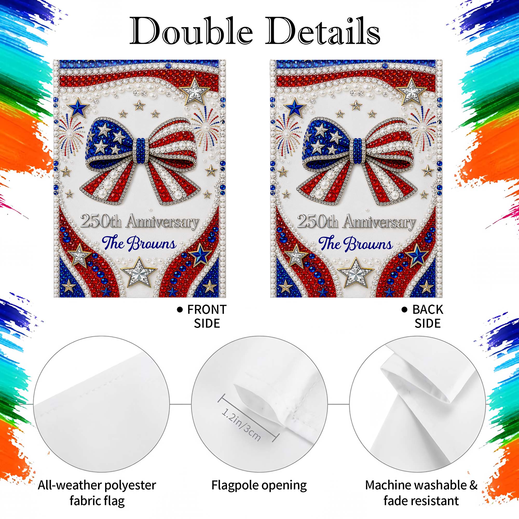 Personalized Garden Flag Patriotic Custom Family Gift 4th of July