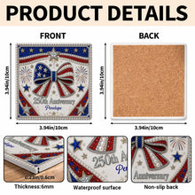 Load image into Gallery viewer, Personalized American Flag Ceramic Coaster Unique Gift
