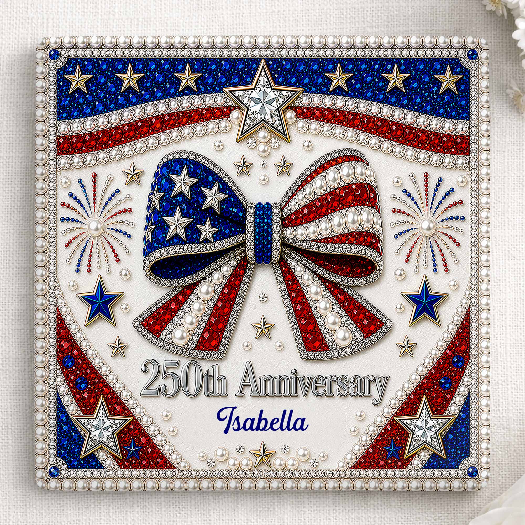Personalized American Flag Ceramic Coaster Unique Gift
