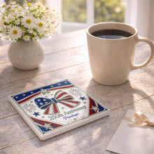Load image into Gallery viewer, Personalized American Flag Ceramic Coaster Unique Gift
