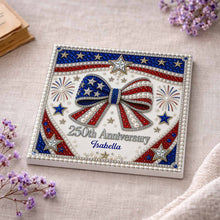 Load image into Gallery viewer, Personalized American Flag Ceramic Coaster Unique Gift
