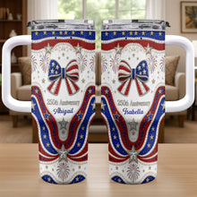 Load image into Gallery viewer, Personalized 40oz Tumbler with Straw Custom Name Gift for Independence Day
