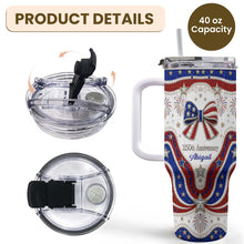 Load image into Gallery viewer, Personalized 40oz Tumbler with Straw Custom Name Gift for Independence Day
