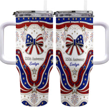 Load image into Gallery viewer, Personalized 40oz Tumbler with Straw Custom Name Gift for Independence Day
