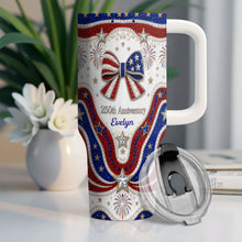 Load image into Gallery viewer, Personalized 40oz Tumbler with Straw Custom Name Gift for Independence Day
