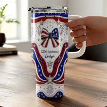 Load image into Gallery viewer, Personalized 40oz Tumbler with Straw Custom Name Gift for Independence Day
