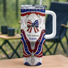 Load image into Gallery viewer, Personalized 40oz Tumbler with Straw Custom Name Gift for Independence Day
