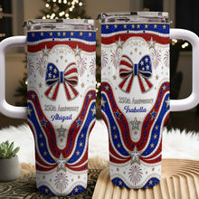 Load image into Gallery viewer, Personalized 40oz Tumbler with Straw Custom Name Gift for Independence Day

