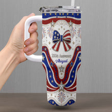 Load image into Gallery viewer, Personalized 40oz Tumbler with Straw Custom Name Gift for Independence Day
