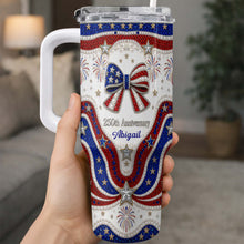 Load image into Gallery viewer, Personalized 40oz Tumbler with Straw Custom Name Gift for Independence Day
