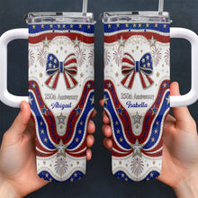 Load image into Gallery viewer, Personalized 40oz Tumbler with Straw Custom Name Gift for Independence Day
