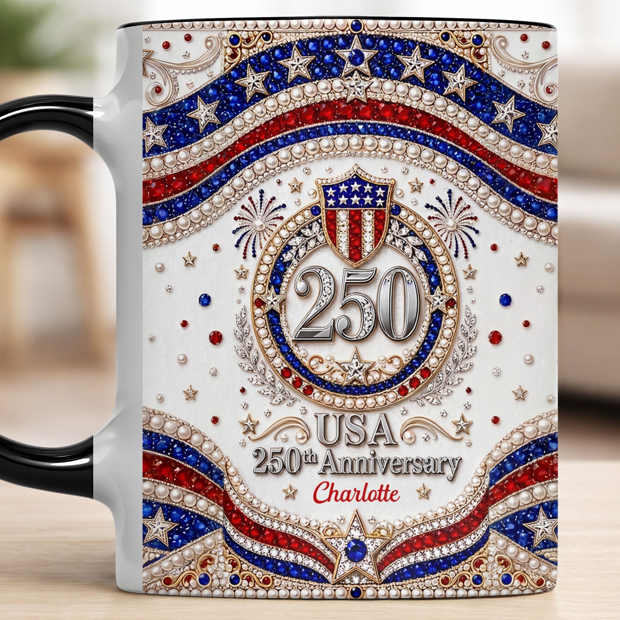Personalized 250th Anniversary Patriotic Accent Mug Gift