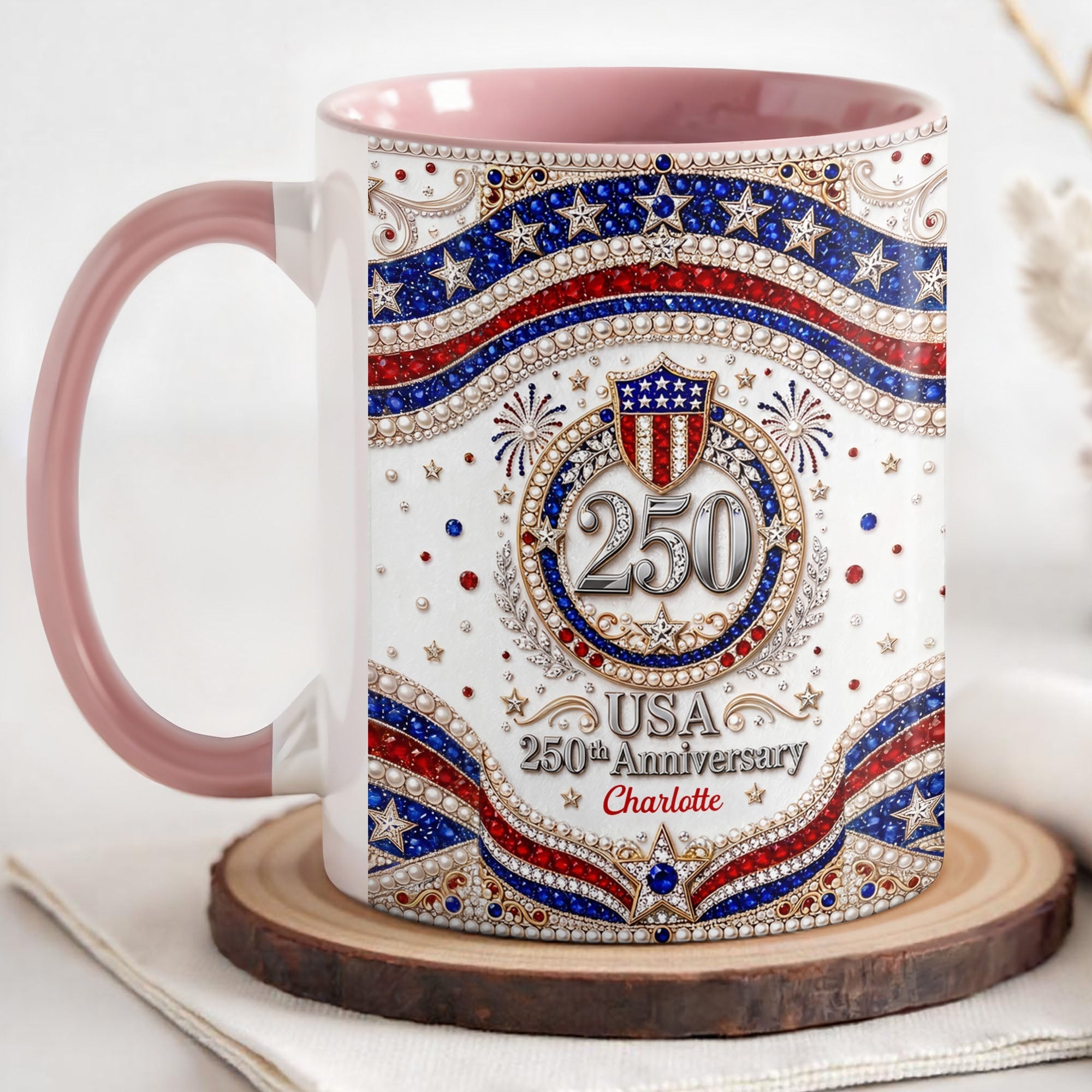 Personalized 250th Anniversary Patriotic Accent Mug Gift
