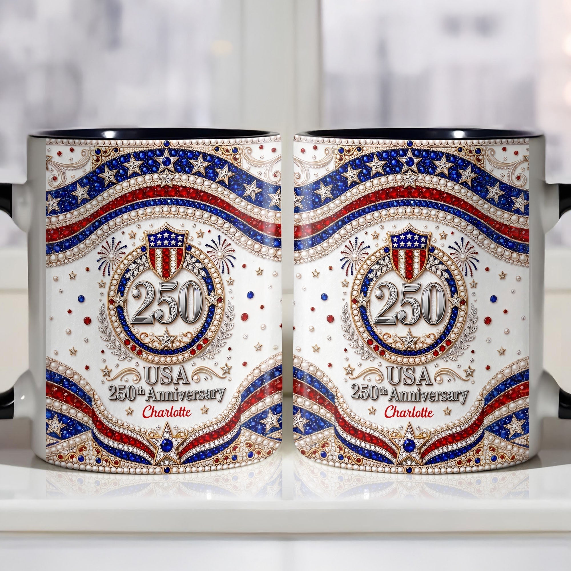 Personalized 250th Anniversary Patriotic Accent Mug Gift