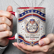 Load image into Gallery viewer, Personalized 250th Anniversary Patriotic Accent Mug Gift
