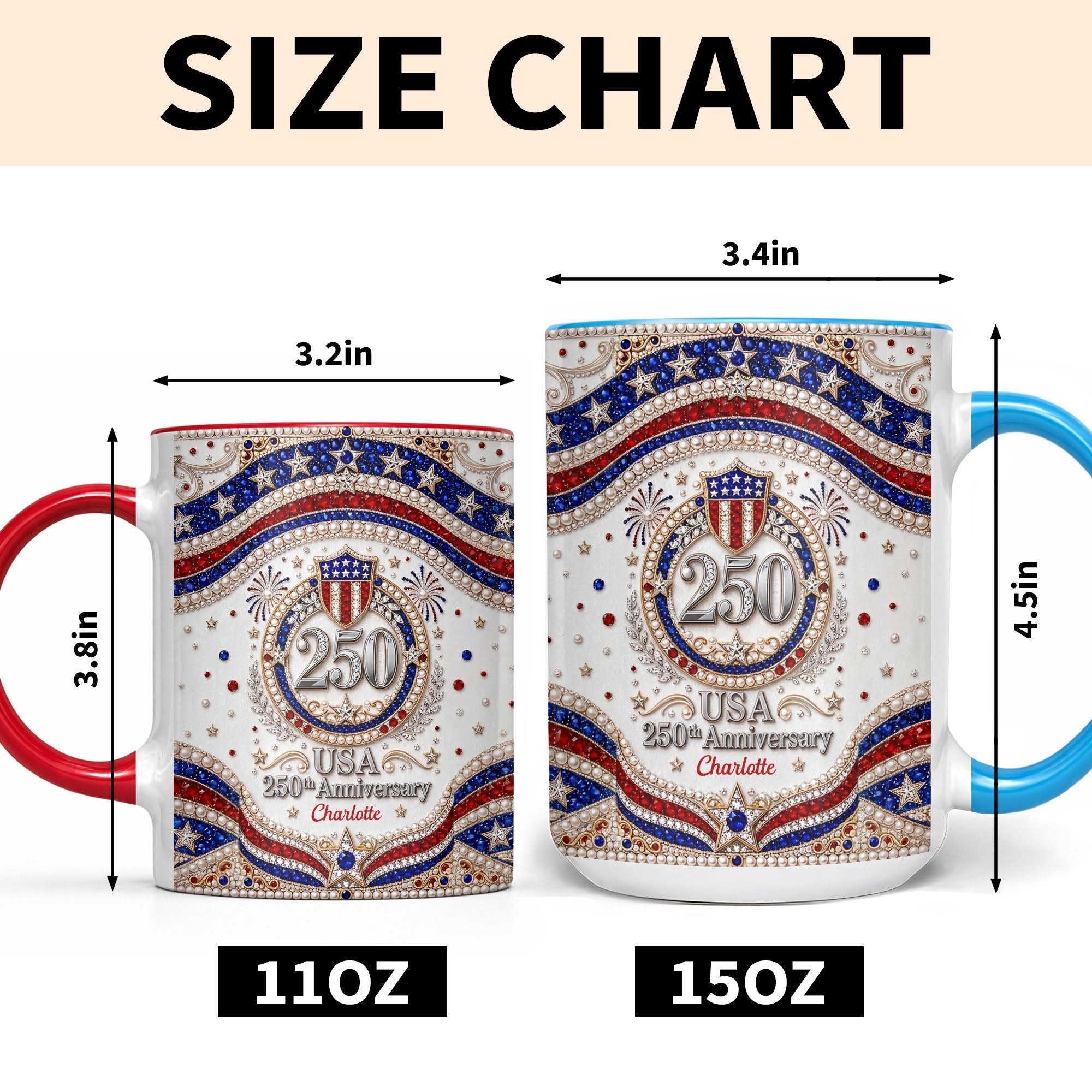 Personalized 250th Anniversary Patriotic Accent Mug Gift