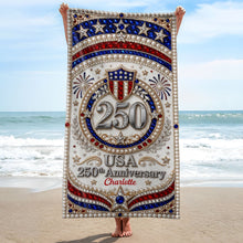 Load image into Gallery viewer, Personalized Microfiber Beach Towel USA Flag Gift Custom Name
