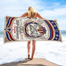 Load image into Gallery viewer, Personalized Microfiber Beach Towel USA Flag Gift Custom Name
