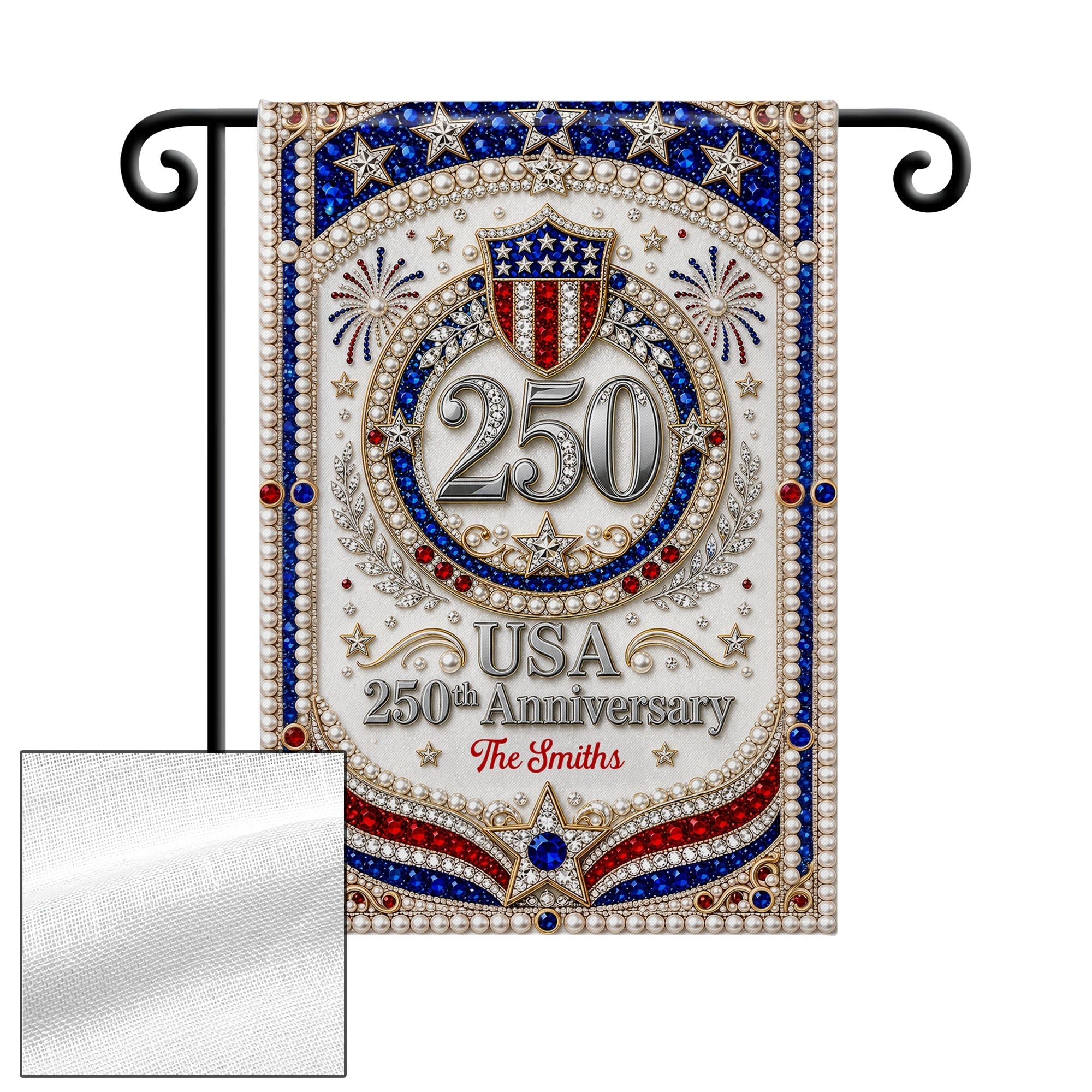 Personalized 3D Rhinestone Stars Flag Custom Name for Family