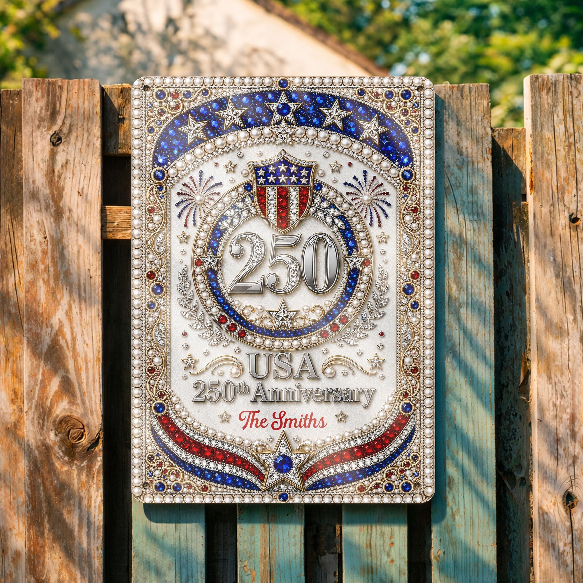 Personalized Metal Sign USA 250th Anniversary Gift for Family