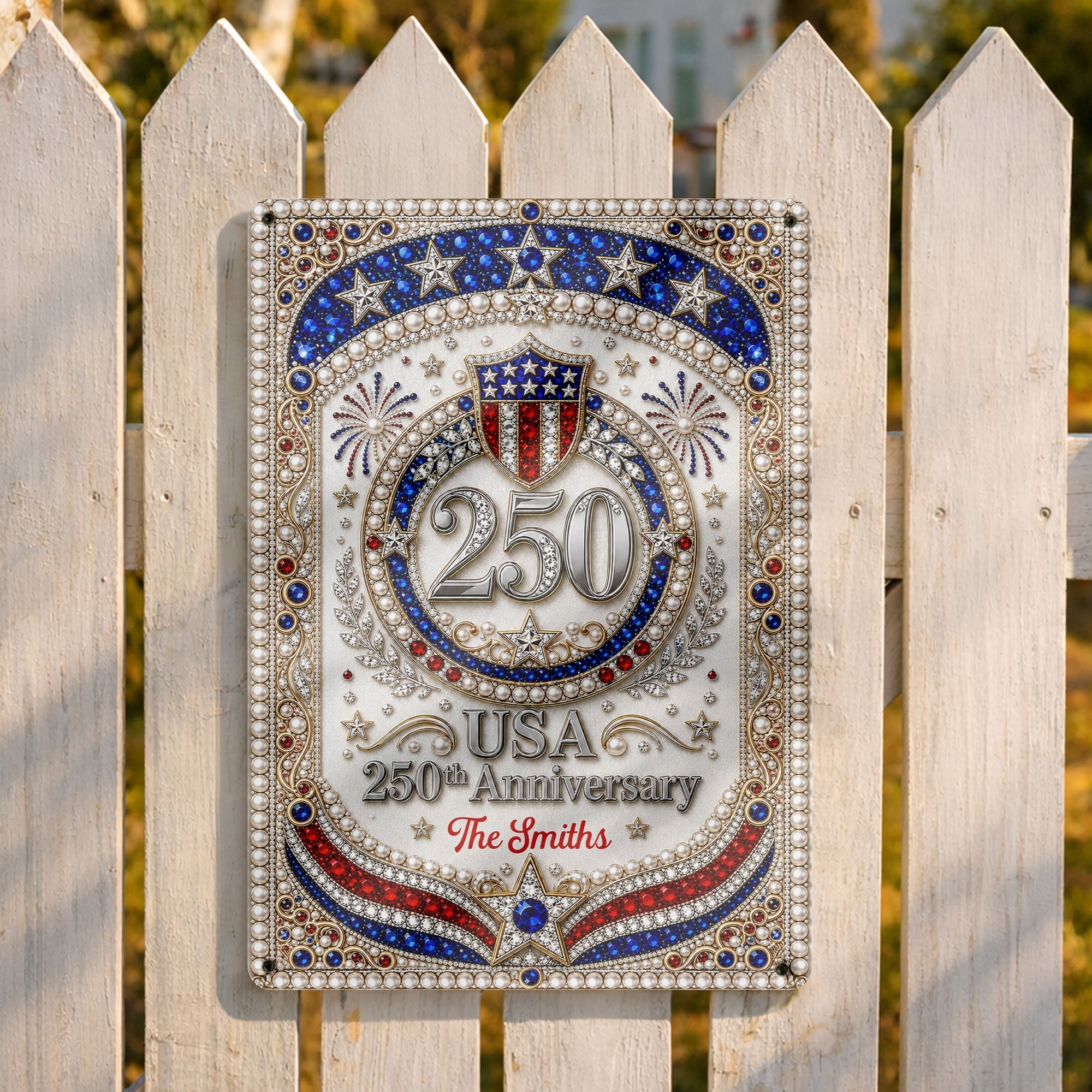 Personalized Metal Sign USA 250th Anniversary Gift for Family