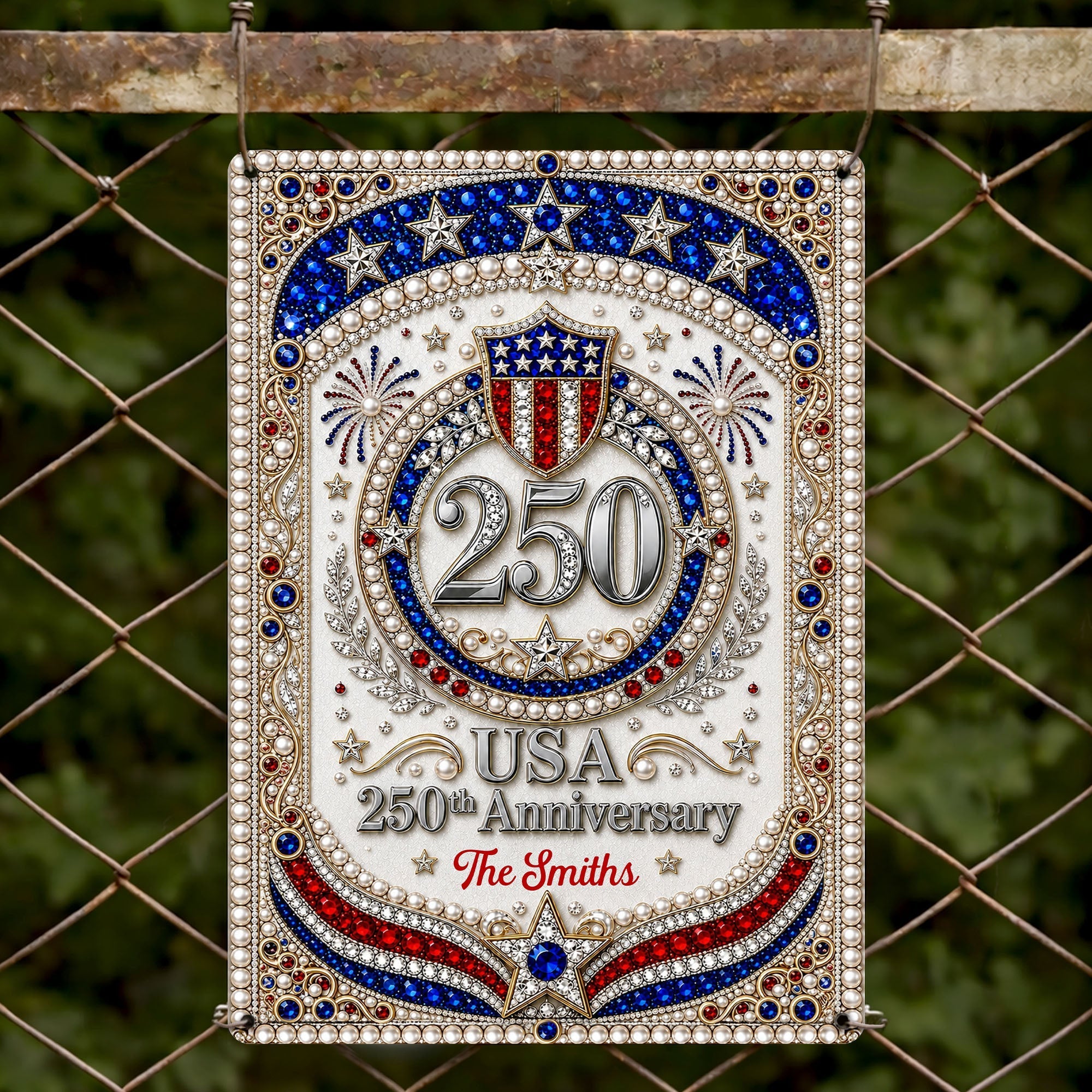 Personalized Metal Sign USA 250th Anniversary Gift for Family