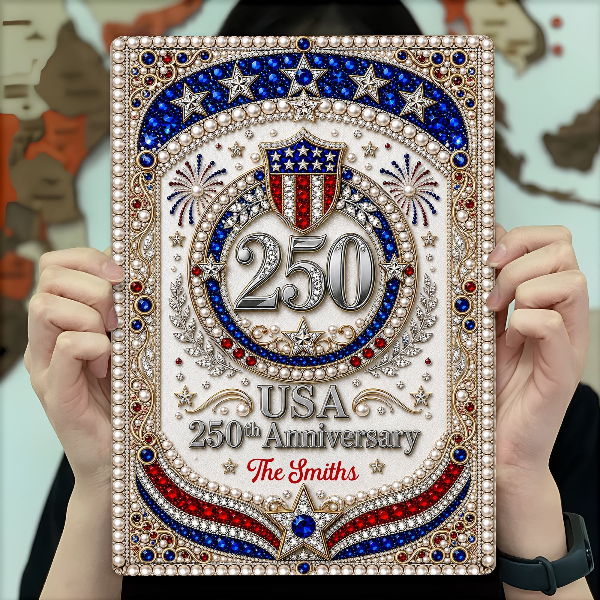 Personalized Metal Sign USA 250th Anniversary Gift for Family