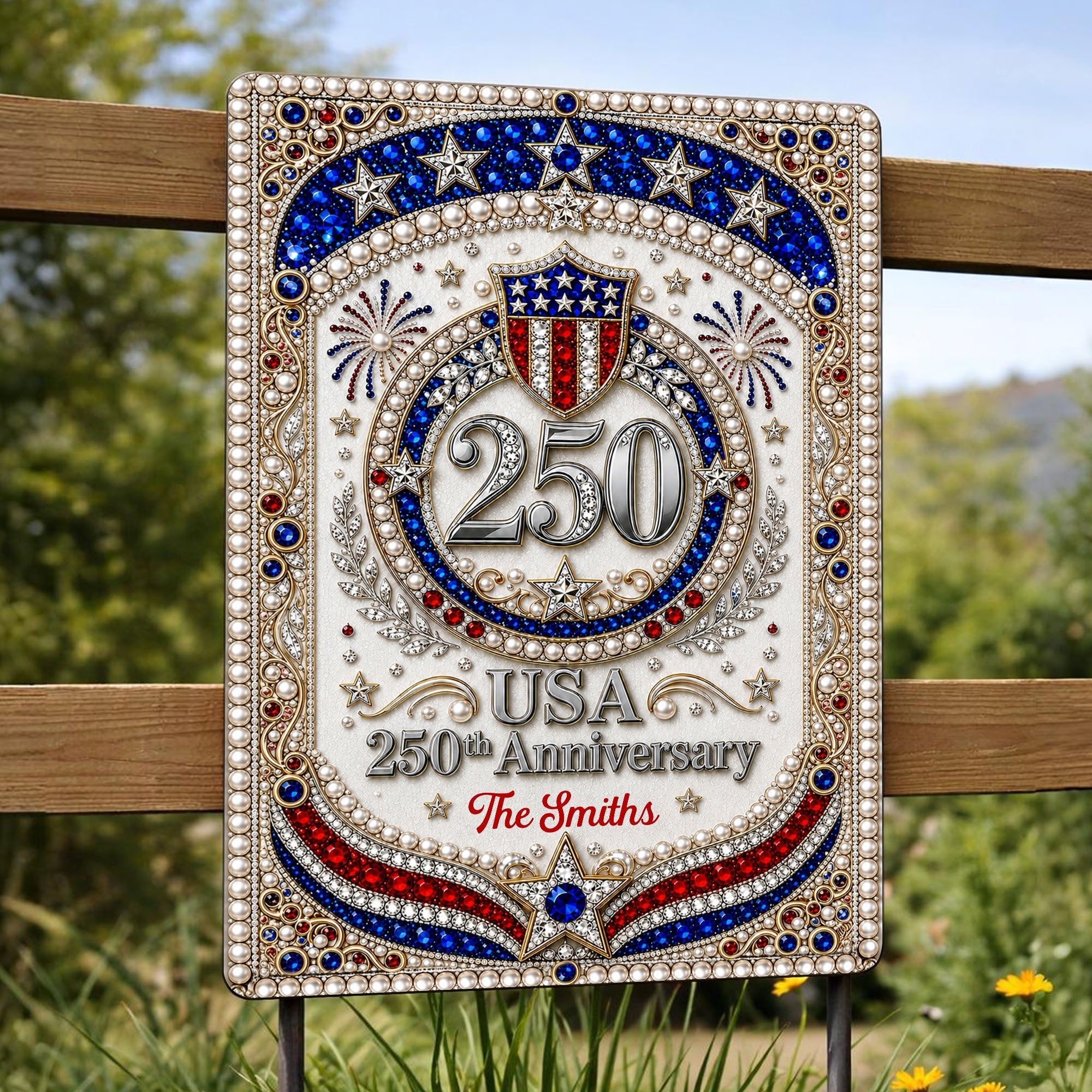 Personalized Metal Sign USA 250th Anniversary Gift for Family