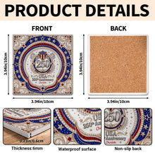 Load image into Gallery viewer, Personalized Ceramic Coaster USA 250th Anniversary Gift
