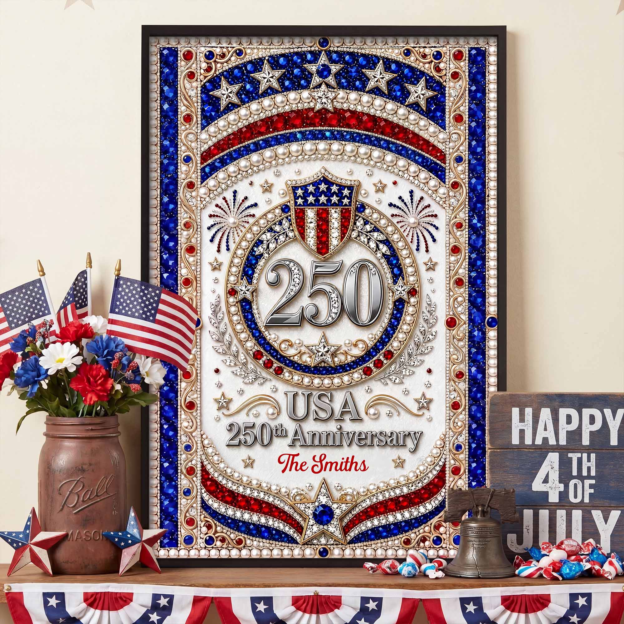 Personalized Patriotic USA Anniversary Poster Custom Photo Gift