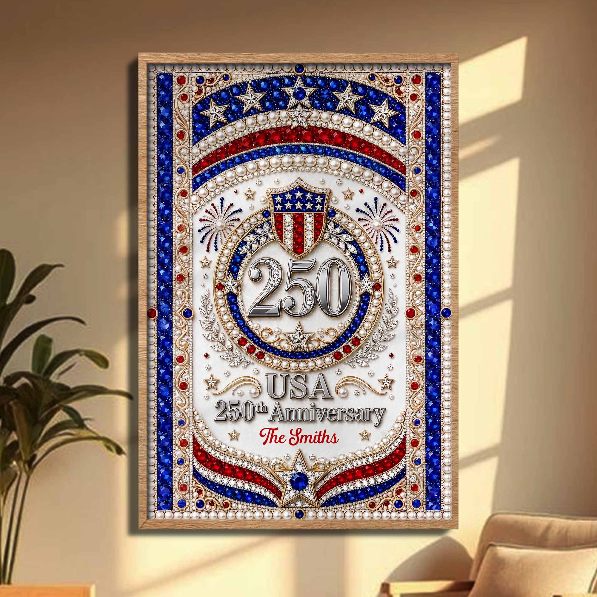Personalized Patriotic USA Anniversary Poster Custom Photo Gift