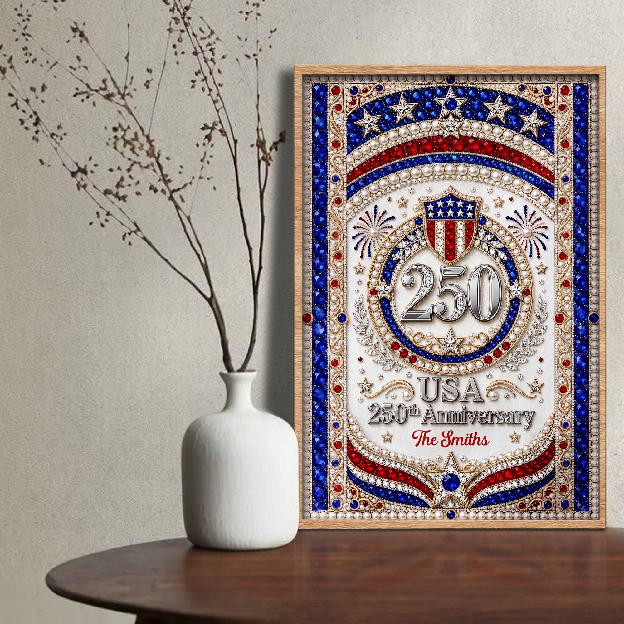 Personalized Patriotic USA Anniversary Poster Custom Photo Gift