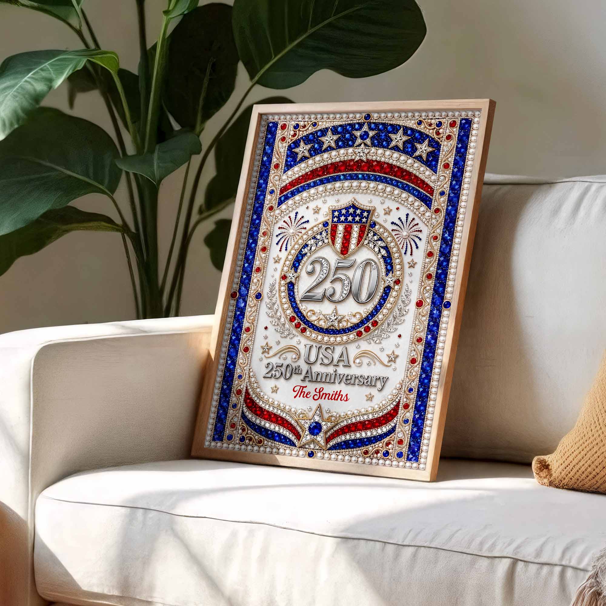 Personalized Patriotic USA Anniversary Poster Custom Photo Gift