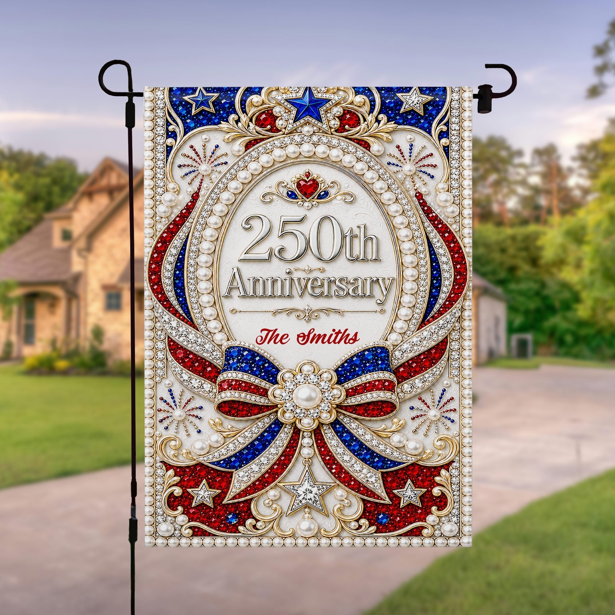 Personalized Double-Sided Garden Flag 250th Anniversary Patriotic Design