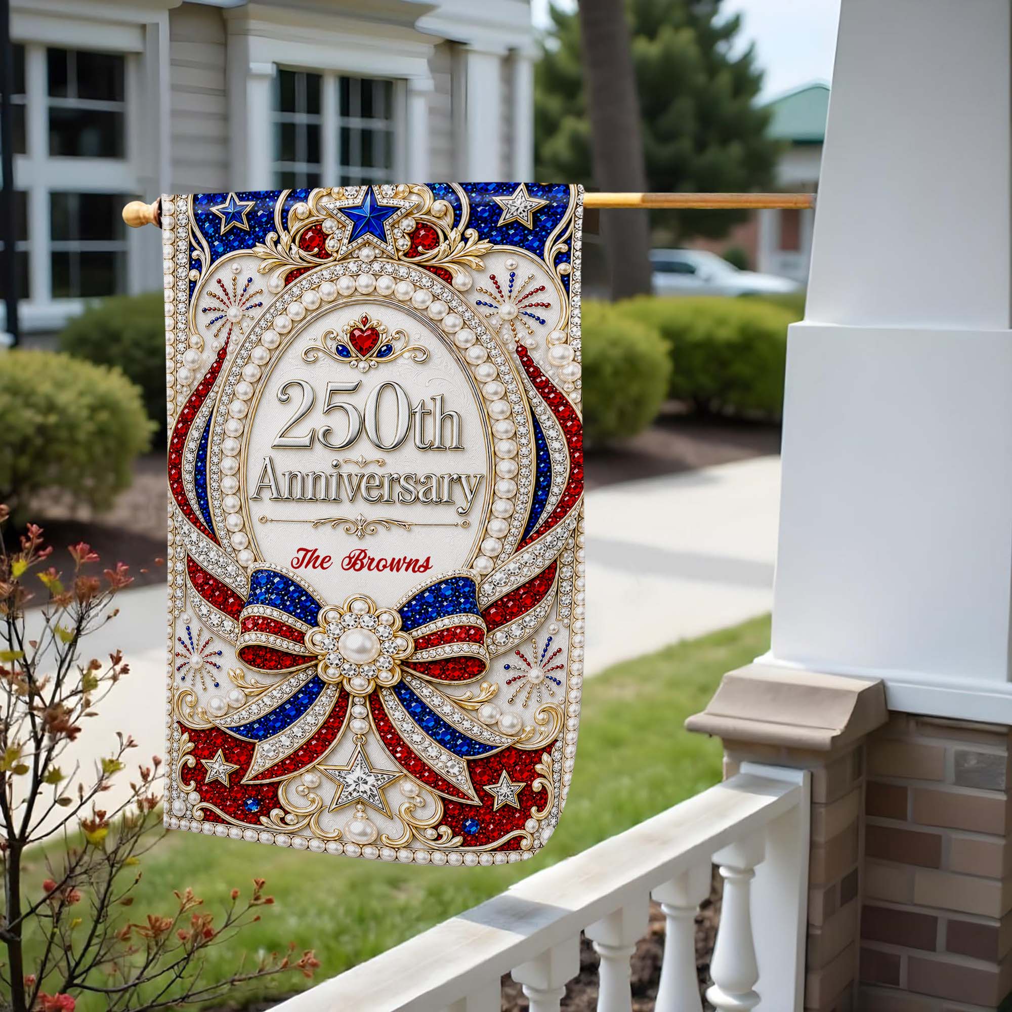 Personalized Double-Sided Garden Flag 250th Anniversary Patriotic Design
