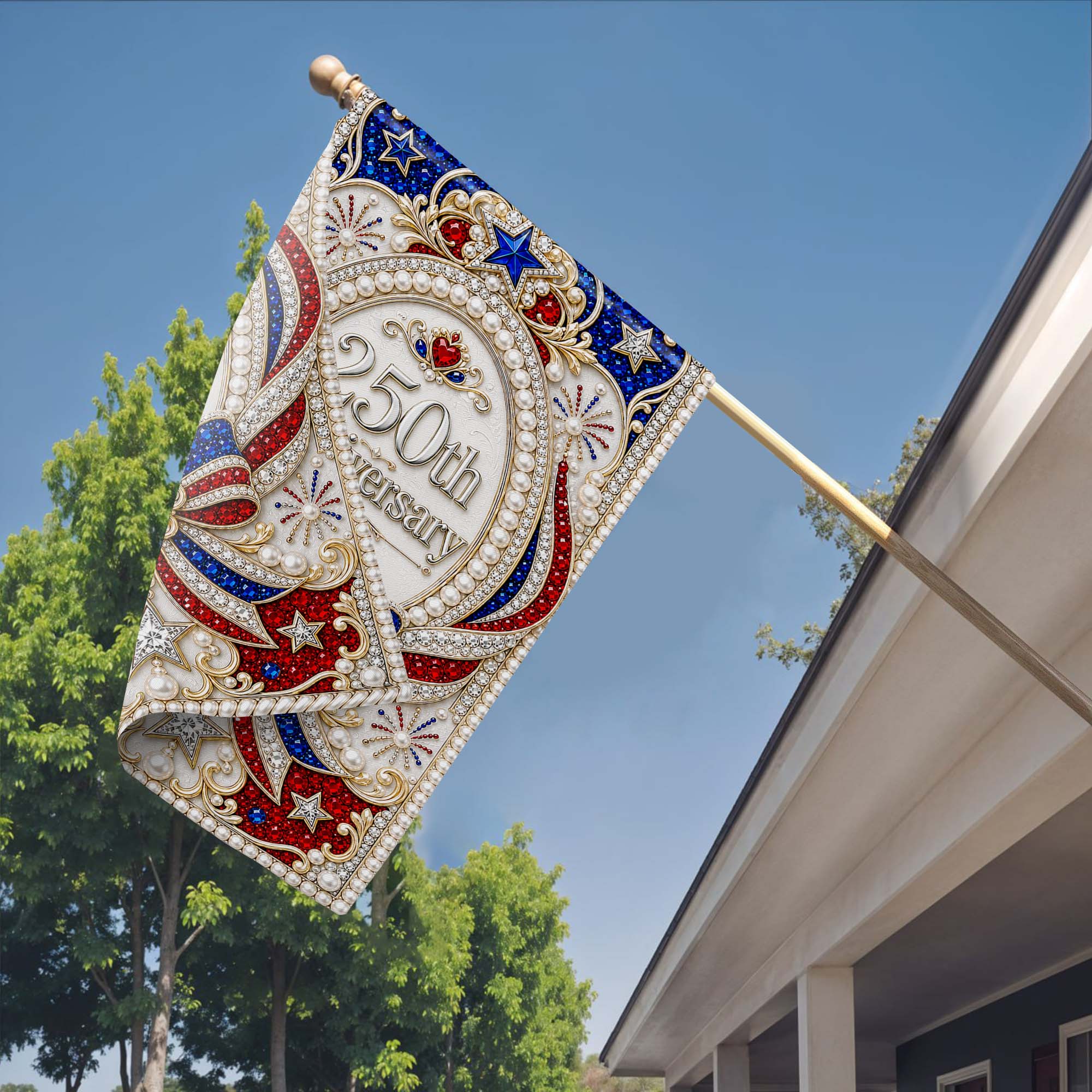 Personalized Double-Sided Garden Flag 250th Anniversary Patriotic Design
