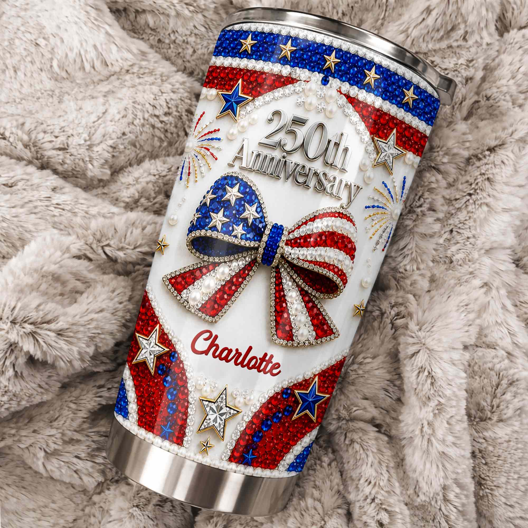 Personalized Stainless Steel Tumbler Custom Name Patriotic 4th of July Gift - 20oz 30oz